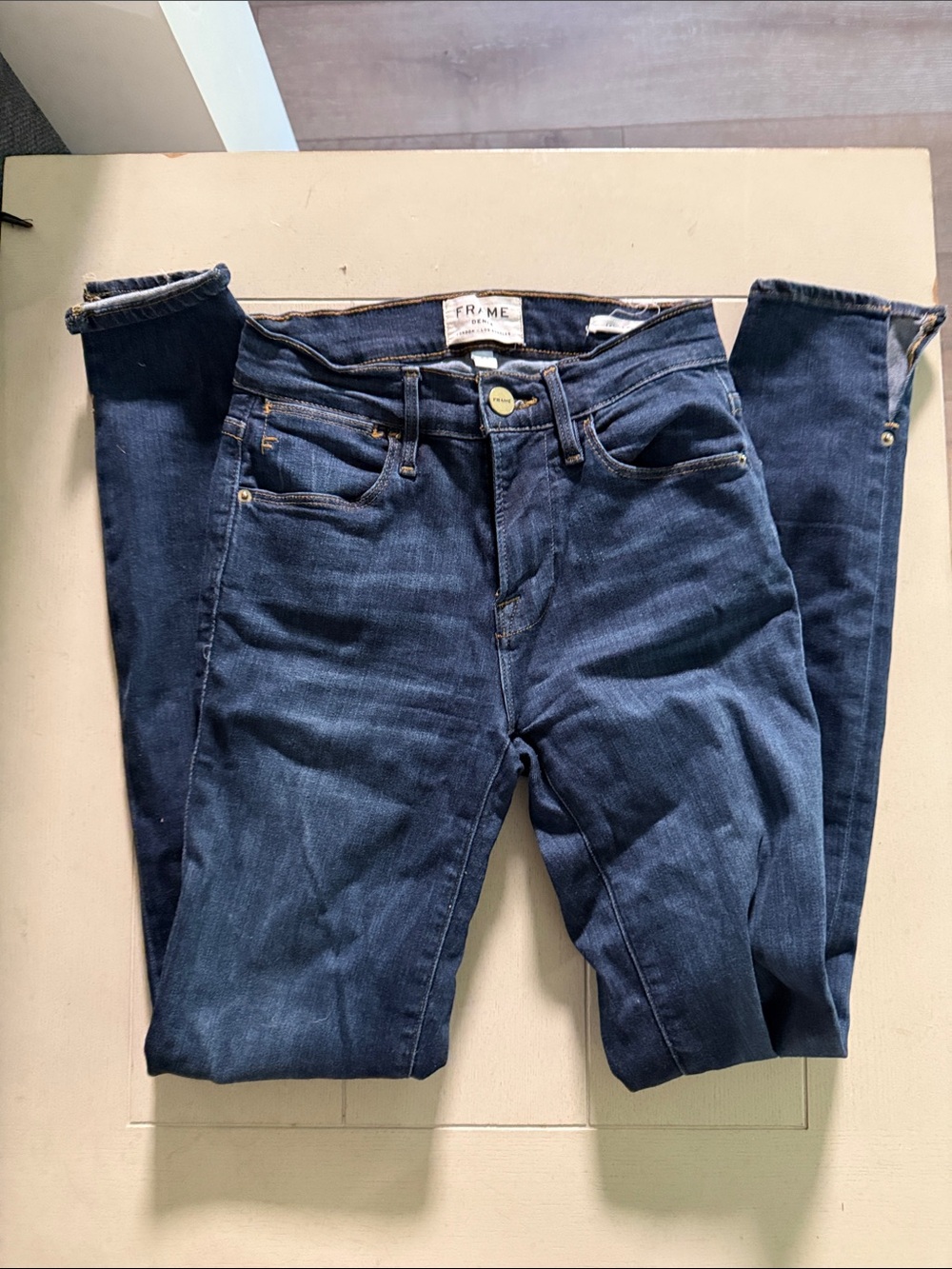 Frame Denim Skinny Jeans in Dark Indigo